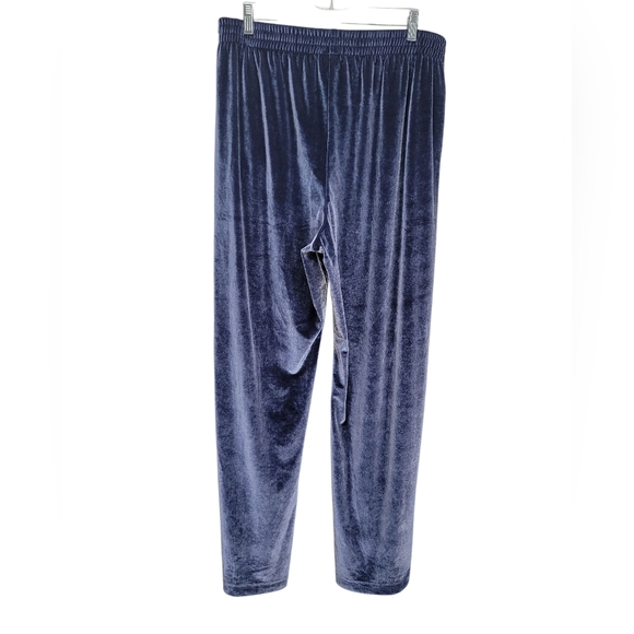 XL VS PINK Velour Rhinestone Logo w/Pockets Wide Leg Joggers Midnight Navy Blue - Picture 5 of 9